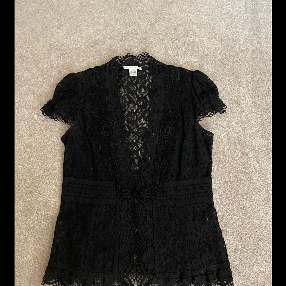 Peter Nygard black lace top.